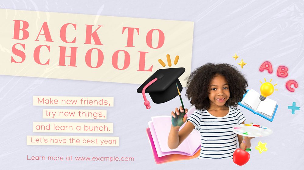 Back to school blog banner template, editable design