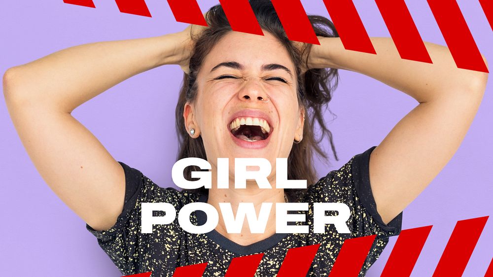 Girl power  blog banner template, editable text