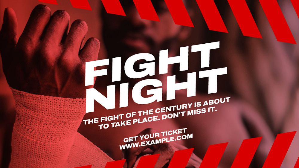 Fight night  blog banner template, editable text