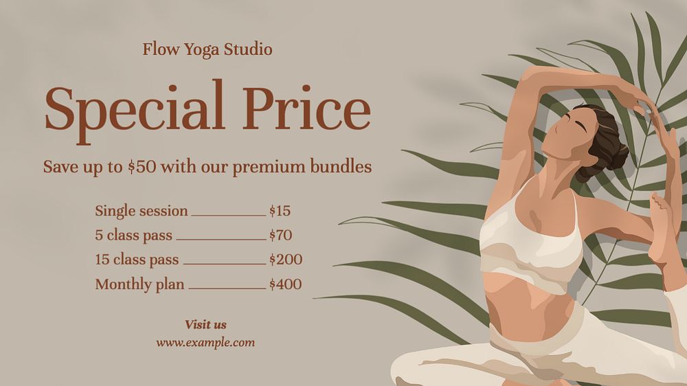 Yoga studio blog banner template, editable design