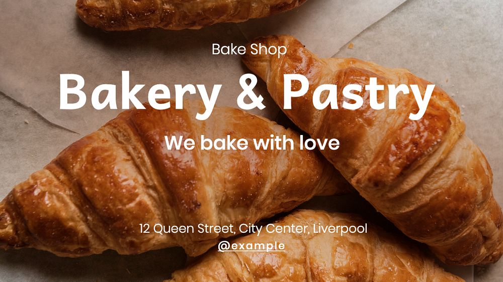 Bakery & pastry  blog banner template, editable text