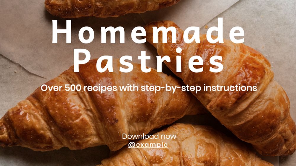 Homemade pastries  blog banner template, editable text