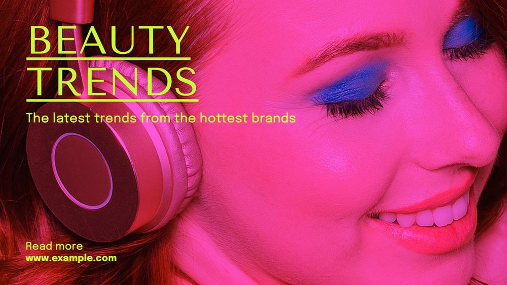 Beauty trends  blog banner template, editable text