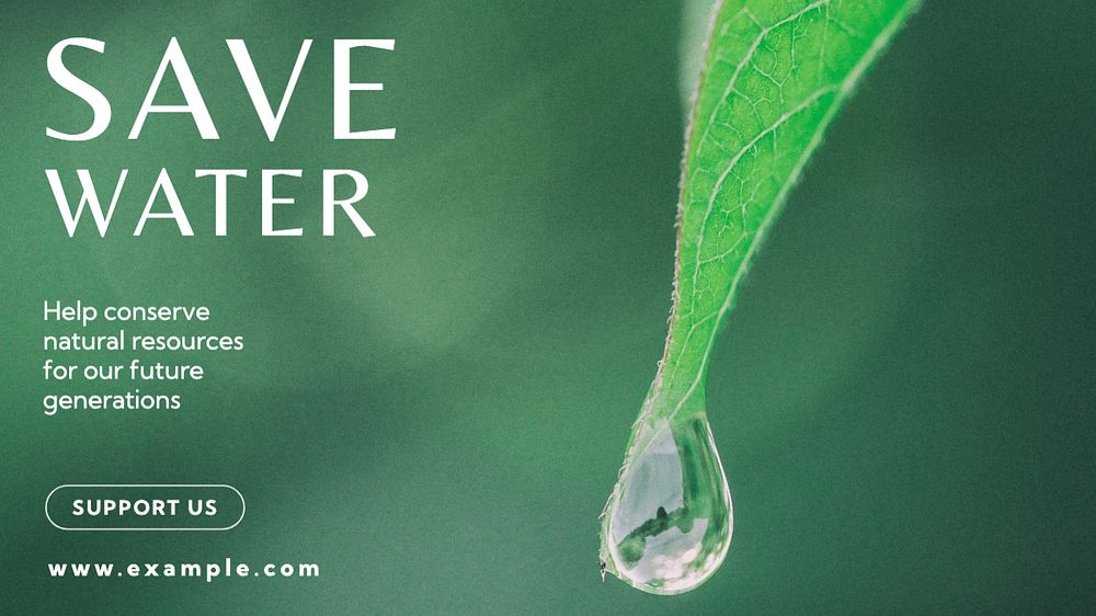 Save water  blog banner template, editable text