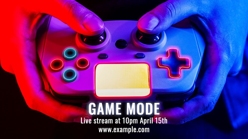 Game mode  blog banner template, editable text