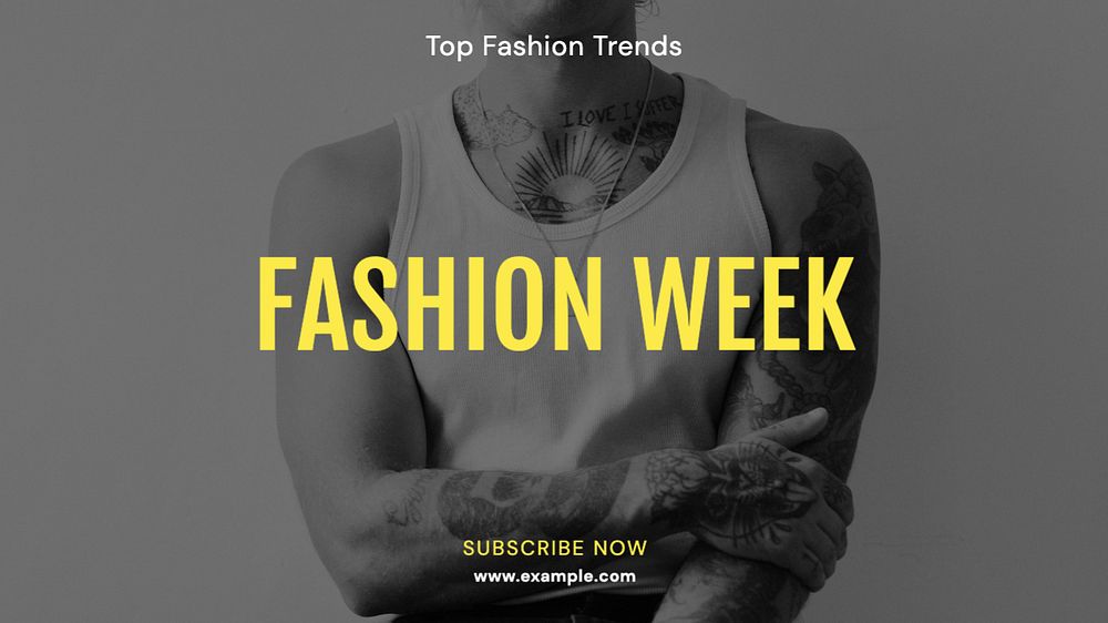 Fashion week  blog banner template, editable text