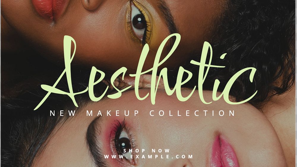 Aesthetic makeup  blog banner template, editable text