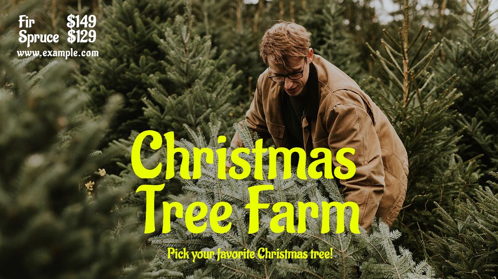 Christmas tree farm  blog banner template, editable text