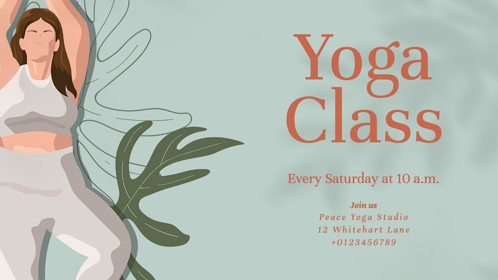 Yoga class blog banner template, editable design