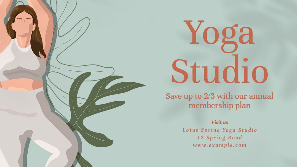 Yoga studio blog banner template, editable design