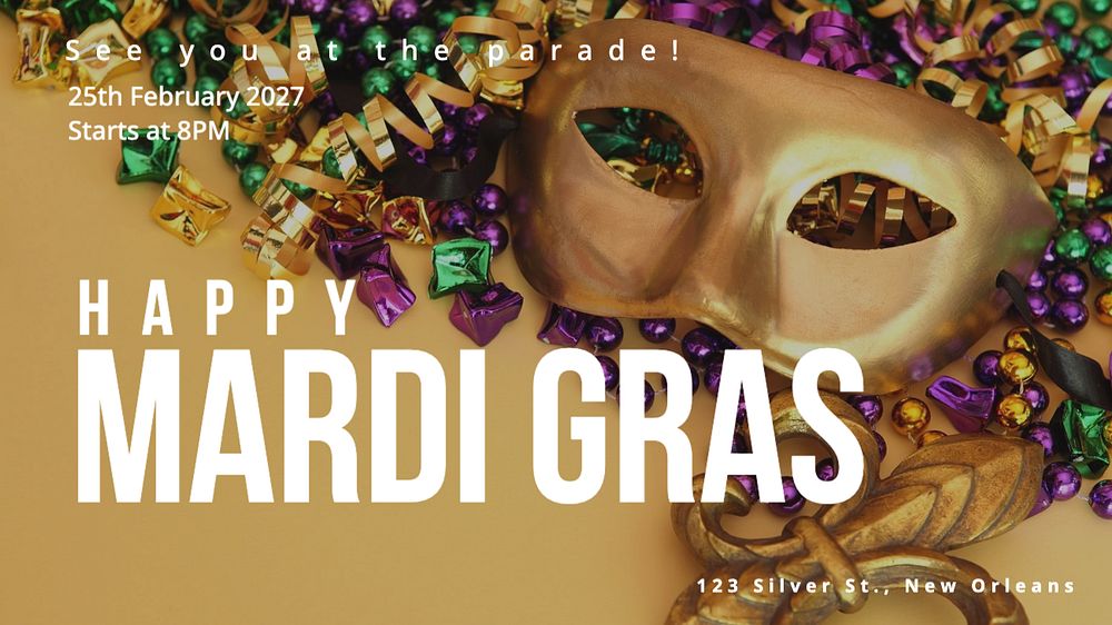 Mardi Gras parade blog banner template, editable design