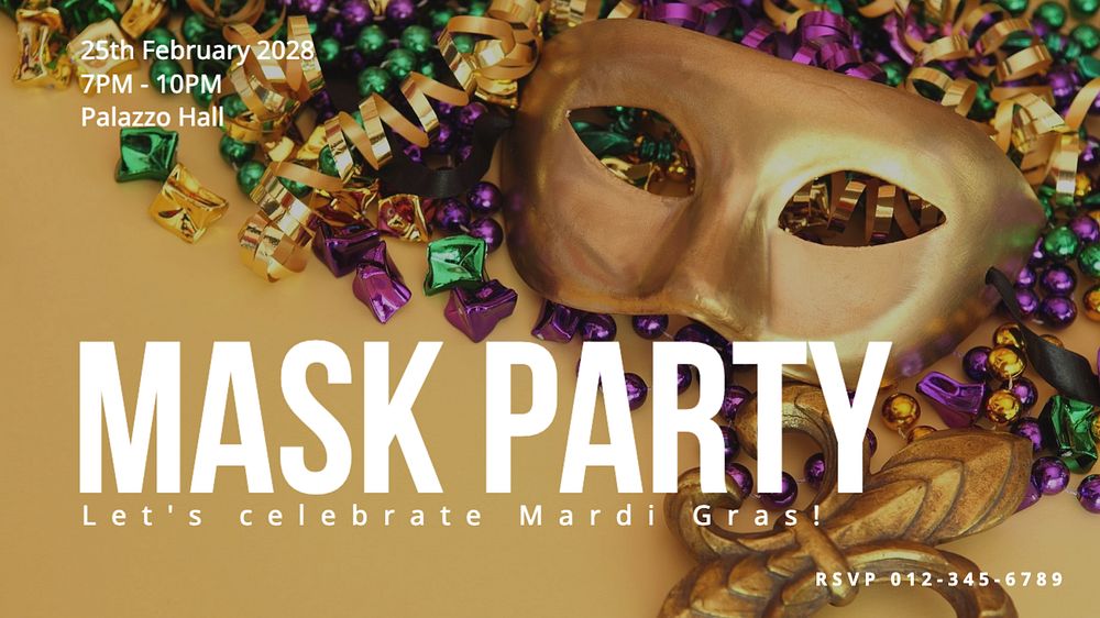 Mask party blog banner template, editable design