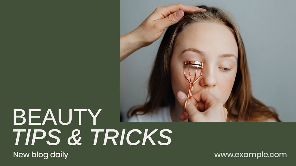 Beauty tips & tricks  blog banner template, editable text