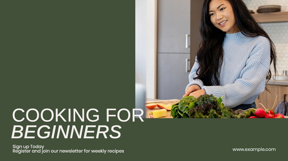 Cooking for beginners  blog banner template, editable text