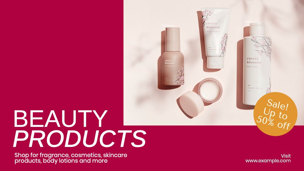 Beauty product sale  blog banner template, editable text