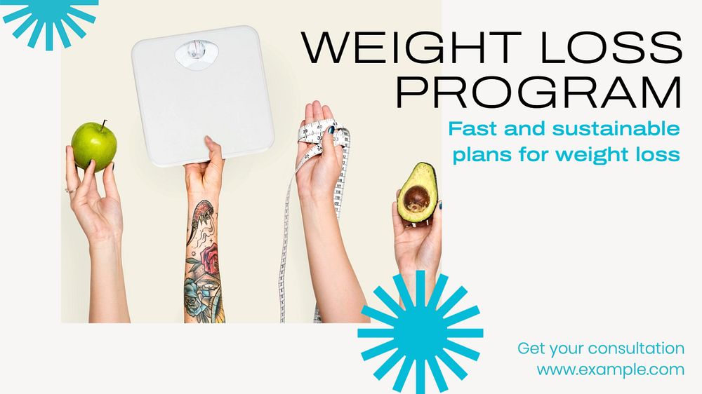 Weight loss program  blog banner template, editable text