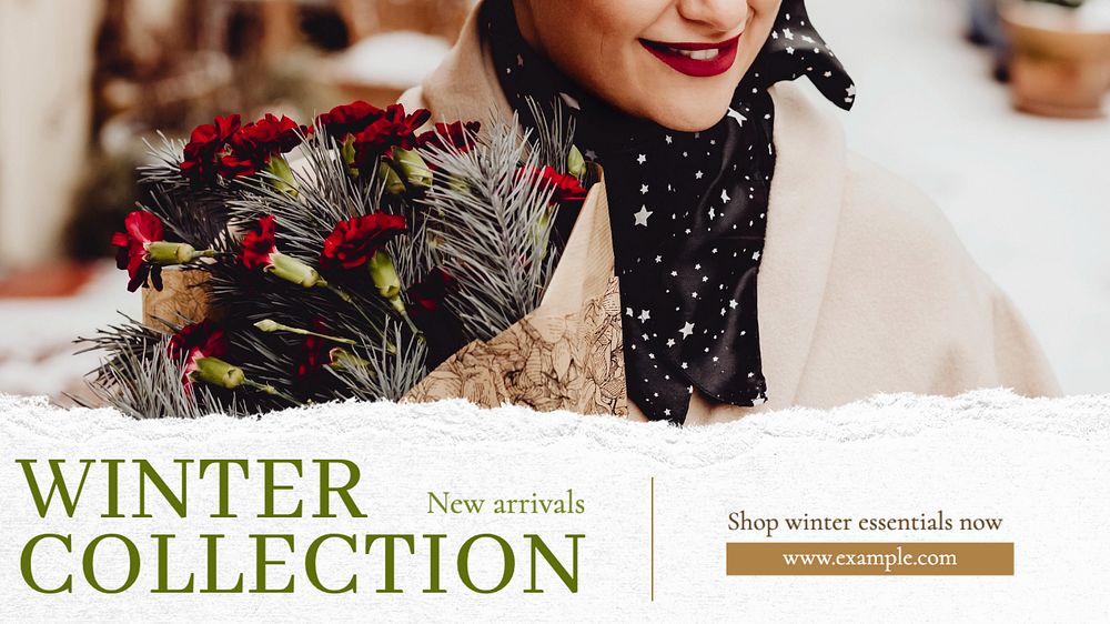 Winter collection  blog banner template, editable text