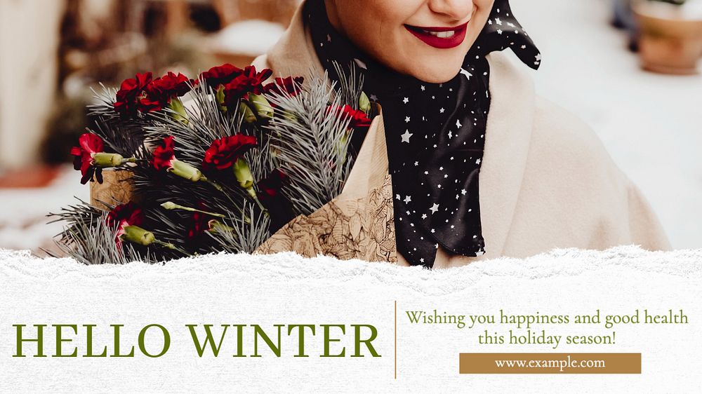 Hello winter wish  blog banner template, editable text