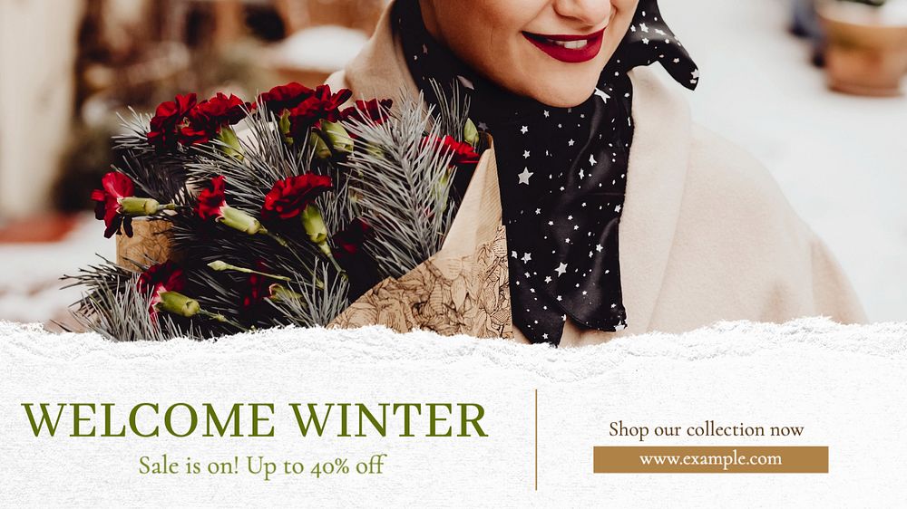 Welcome winter sale blog banner template, editable text