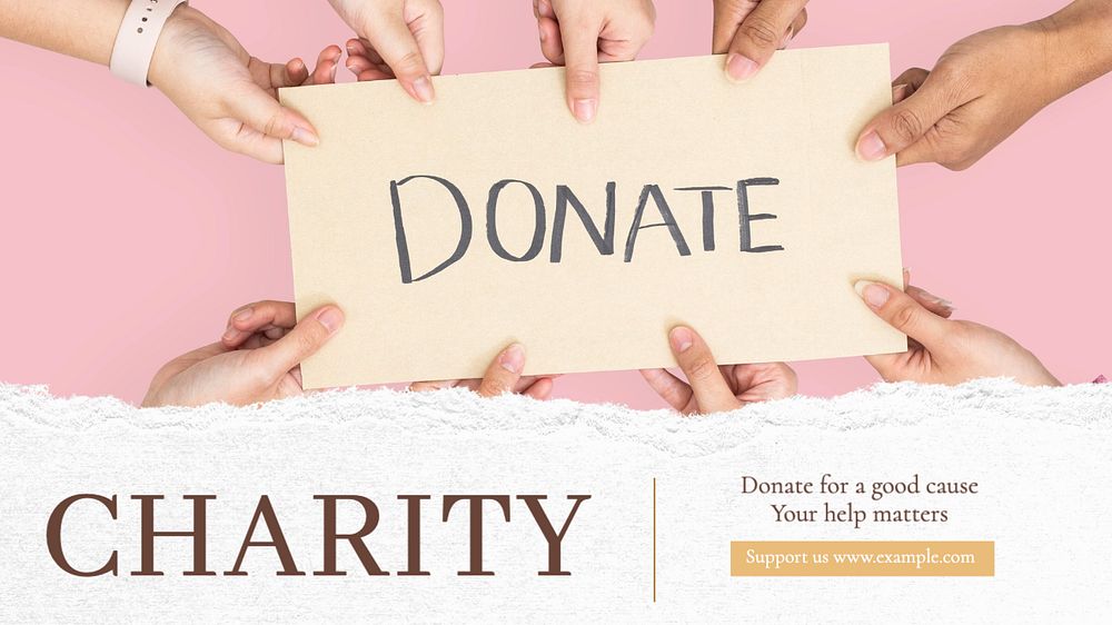 Charity  blog banner template, editable text