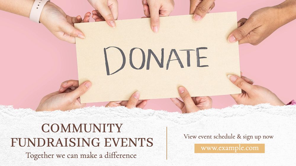 Community fundraising & events  blog banner template, editable text