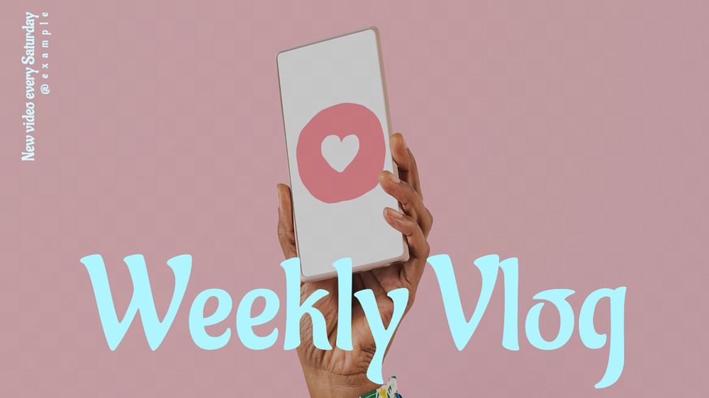 Weekly vlog  blog banner template, editable text