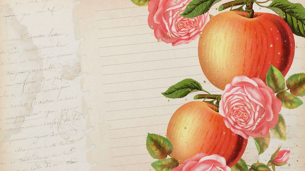 Rose orange border desktop wallpaper, editable design