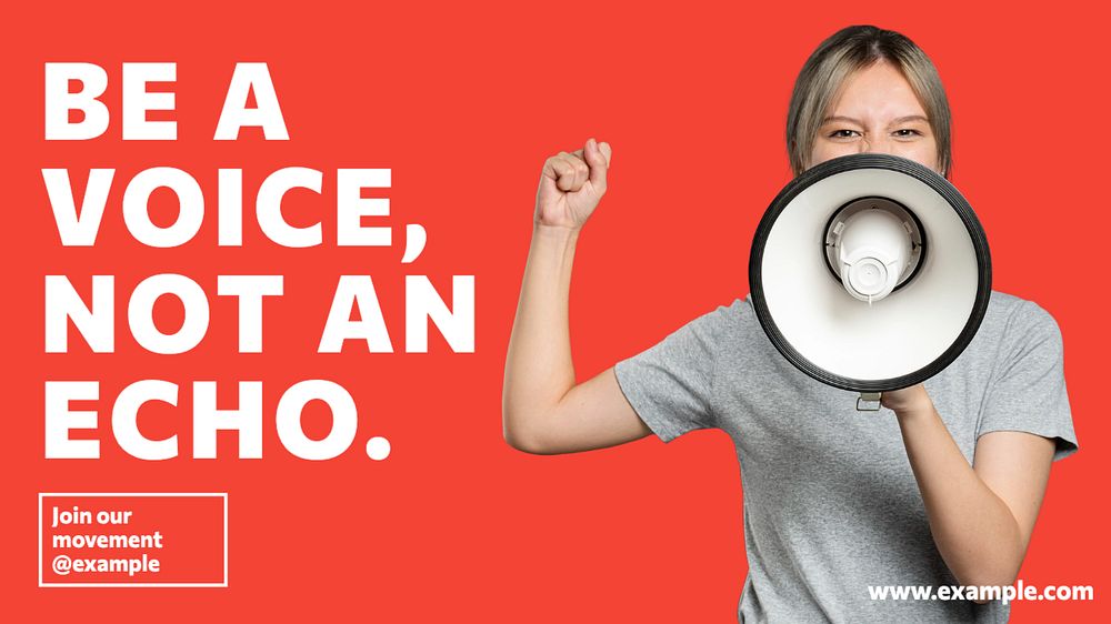 Be a voice not an echo  blog banner template, editable text