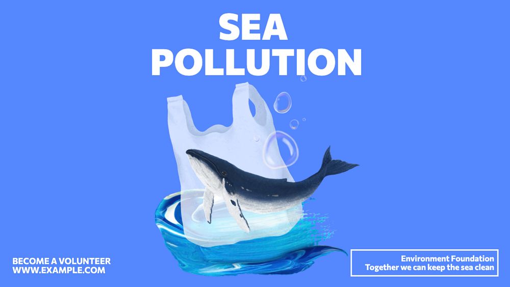 Sea pollution  blog banner template, editable text