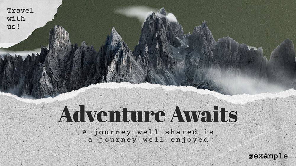 Adventure awaits  blog banner template, editable text