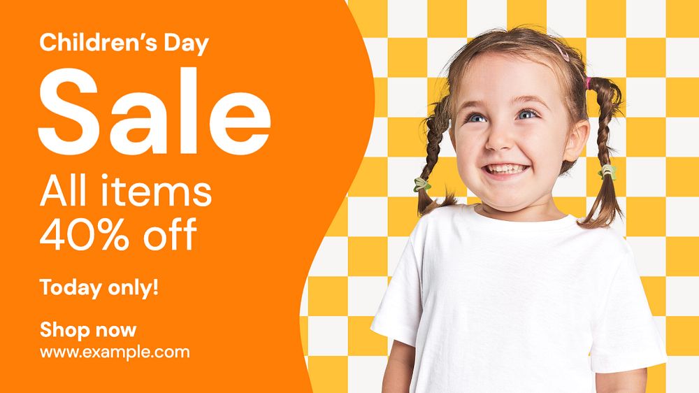 Children's day sale  blog banner template, editable text