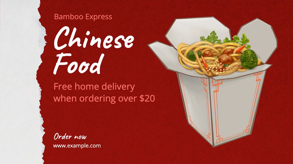 Chinese food  blog banner template, editable text