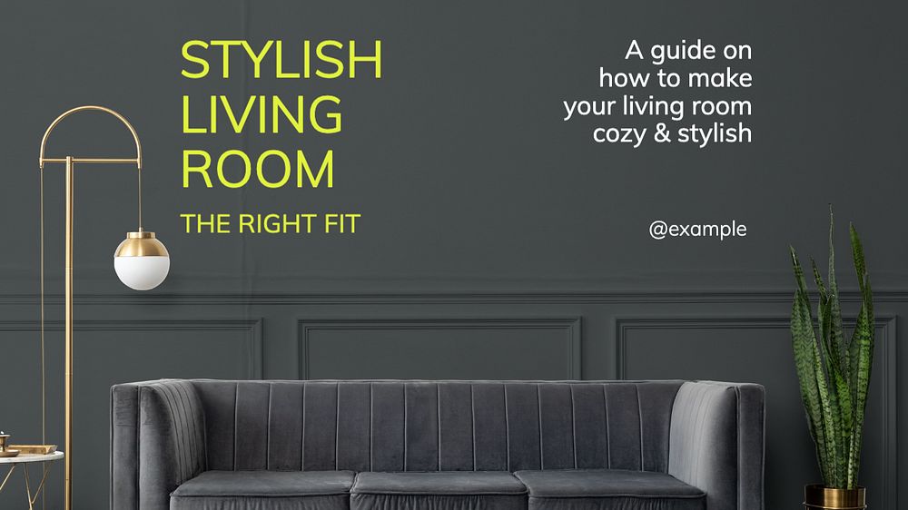 Stylish living room  blog banner template, editable text