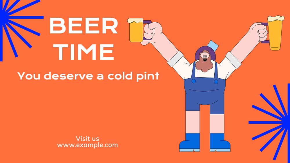 Beer time  blog banner template, editable text