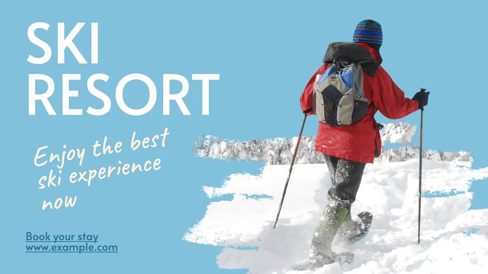 Ski resort  blog banner template, editable text