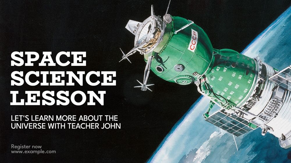 Space science lesson blog banner template, editable design