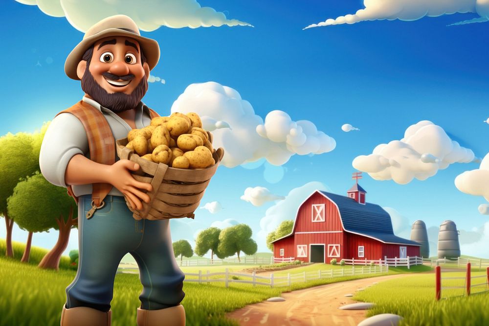 Editable 3D middle-aged farmer cartoon illustration