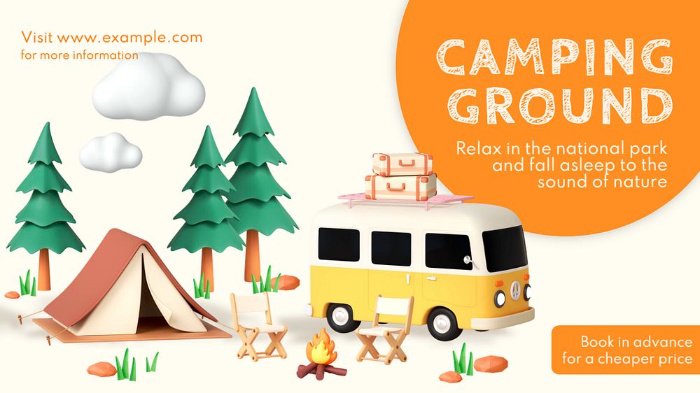 Camping ground blog banner template, editable design