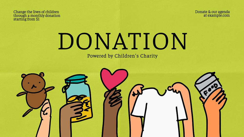 Donation  blog banner template, editable text