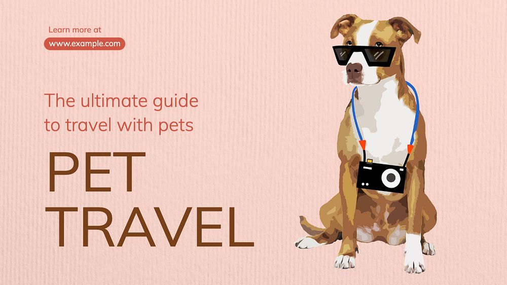 Pet travel  blog banner template, editable text