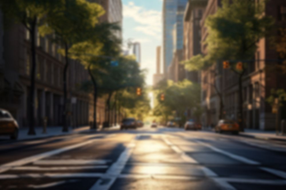 Editable blurred city street backdrop