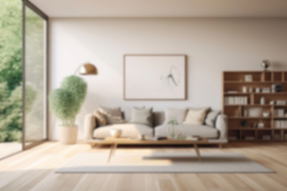 Editable blurred minimal living room backdrop