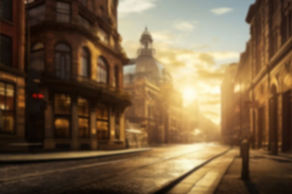 Editable blurred city street backdrop