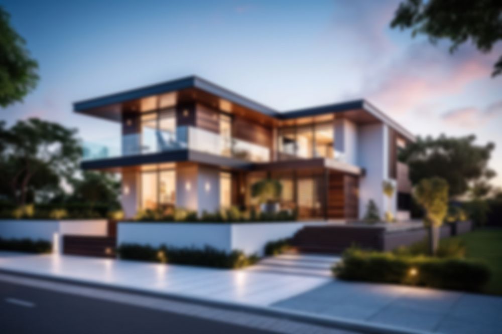 Editable blurred modern house backdrop