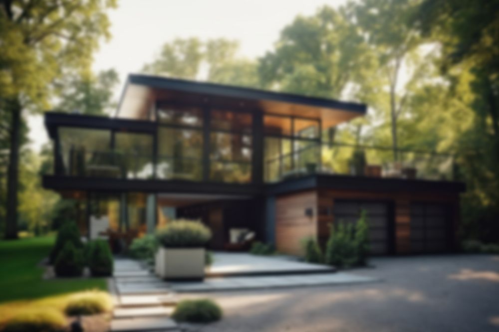 Editable blurred modern house backdrop