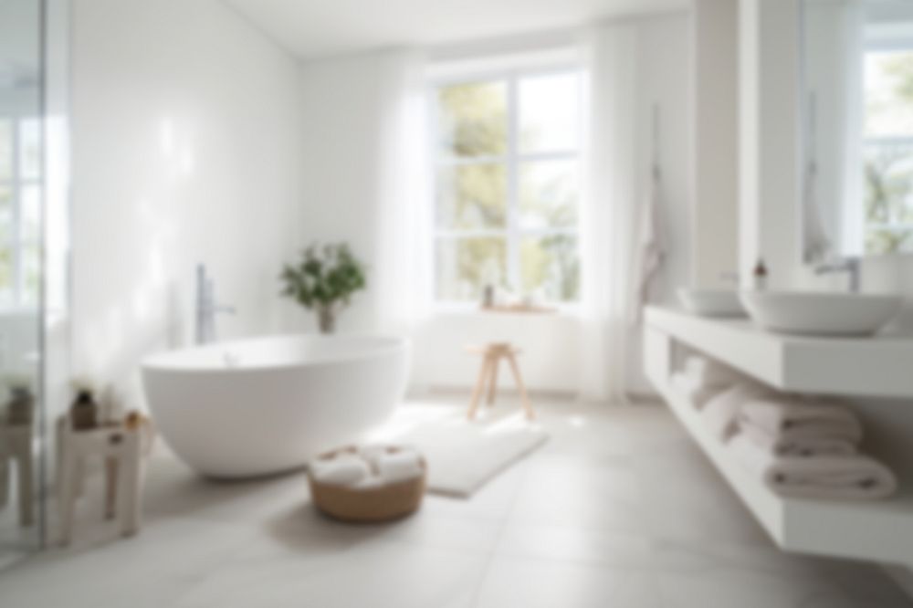 Editable blurred aesthetic bathroom backdrop