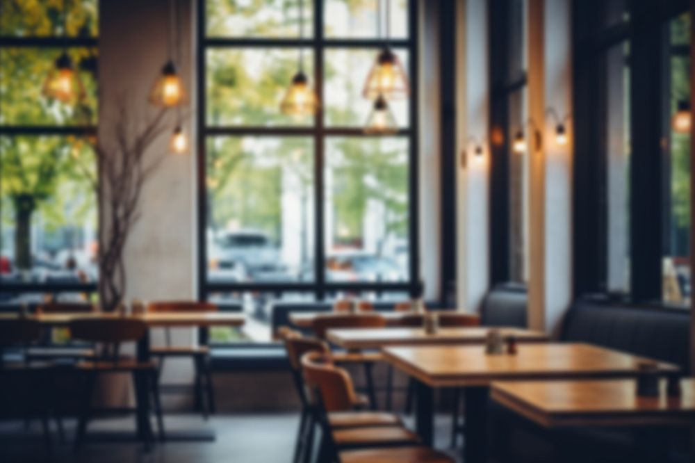 Editable blurred aesthetic cafe interior backdrop