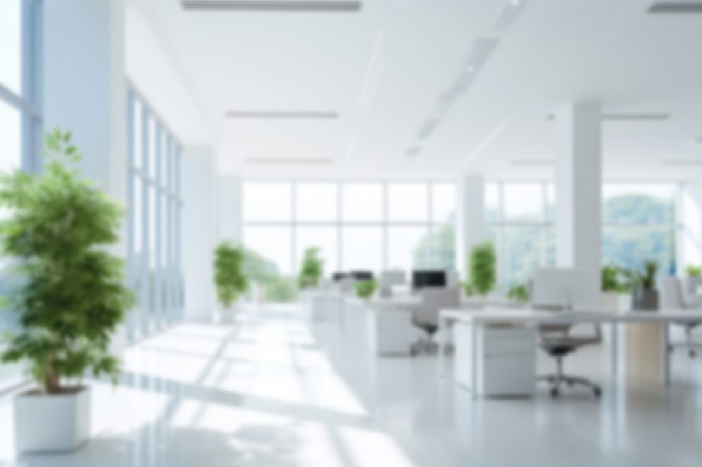 Editable blurred modern office interior backdrop