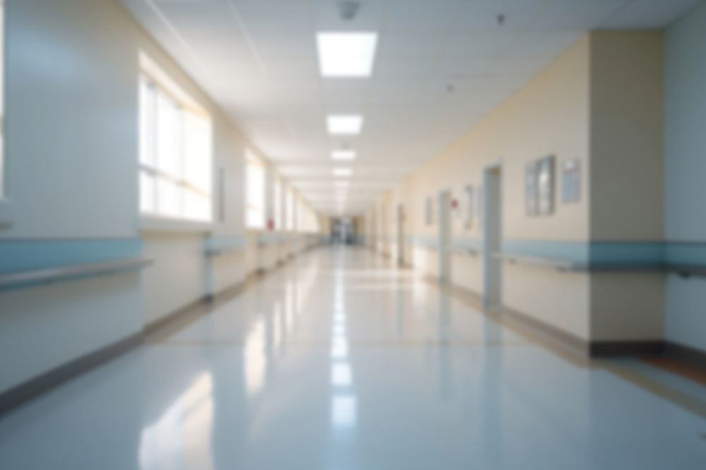 Editable blurred hospital corridor backdrop