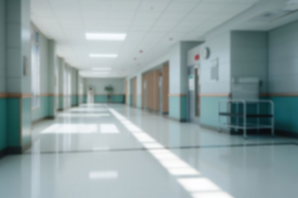 Editable blurred hospital corridor backdrop